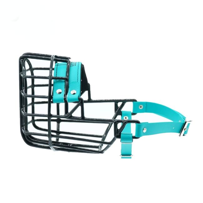 Náhubek čeerný/Biothane pitbulteriér, stagford pes s páskem pod krkem proti sundání náhubku z hlavy