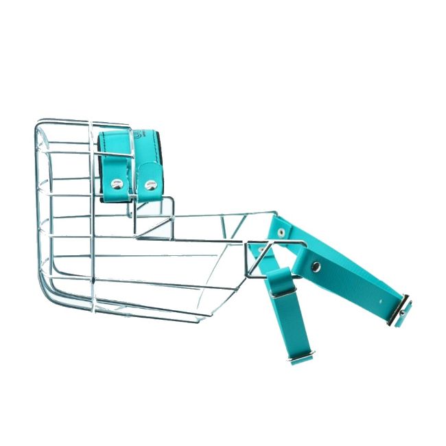 Náhubek zinek/Biothane pitbulteriér, stagford fena s páskem pod krkem proti sundání náhubku z hlavy