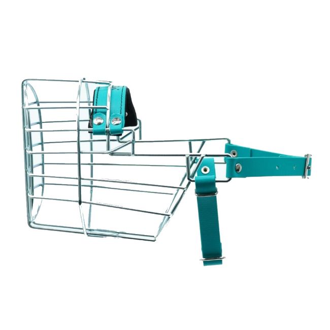 Náhubek zinek/Biothane kokršpaněl, foxteriér pes s páskem pod krkem proti sundání náhubku z hlavy