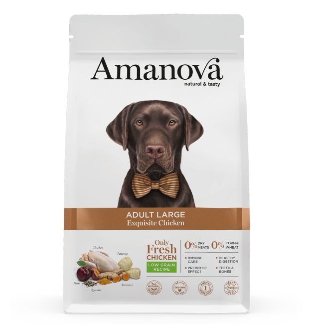 superprémiové krmivo pro dospělé psy velkých plemen, Amanova dog medium adult, s kuřecím a  quinoou, chicken and quinoa, hypoalergenní, bezlepkové, 100 % přírodní
