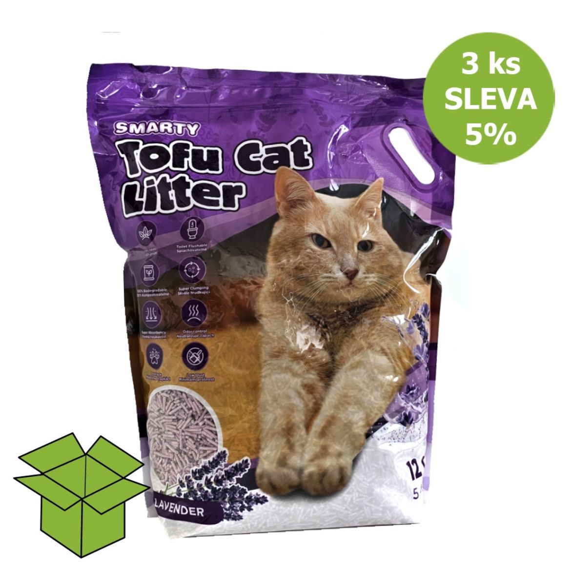 Obrázek z Smarty Tofu Cat Litter Lavender podestýlka 12 l (3 ks) SLEVA 5 % 