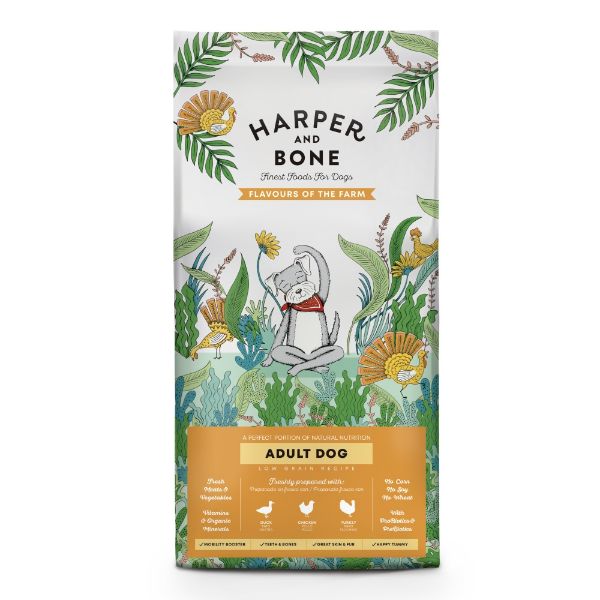 Obrázek Harper and Bone Dog Adult Large & Medium příchutě farmy 2 kg