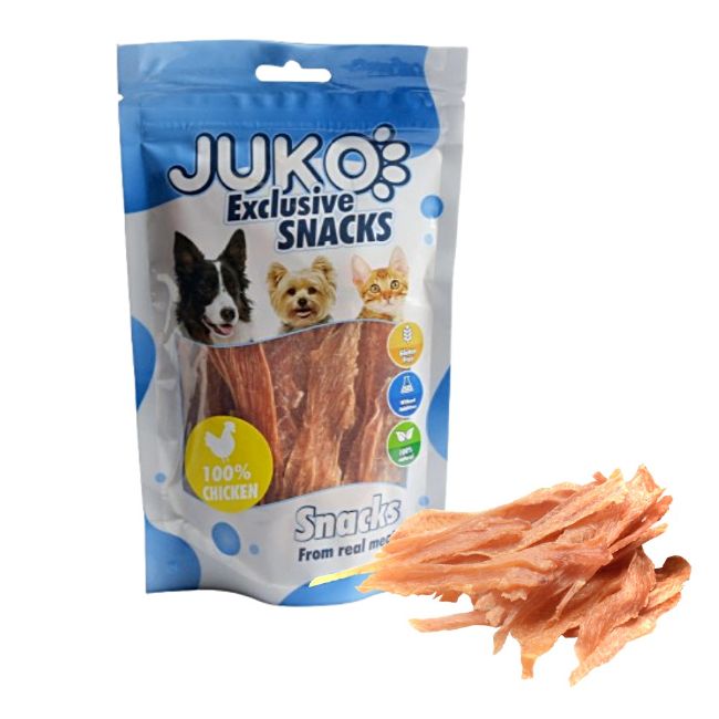 Duck 100% Jerky JUKO Snacks 70 g, pamlsek pro psy s kuřecím masem