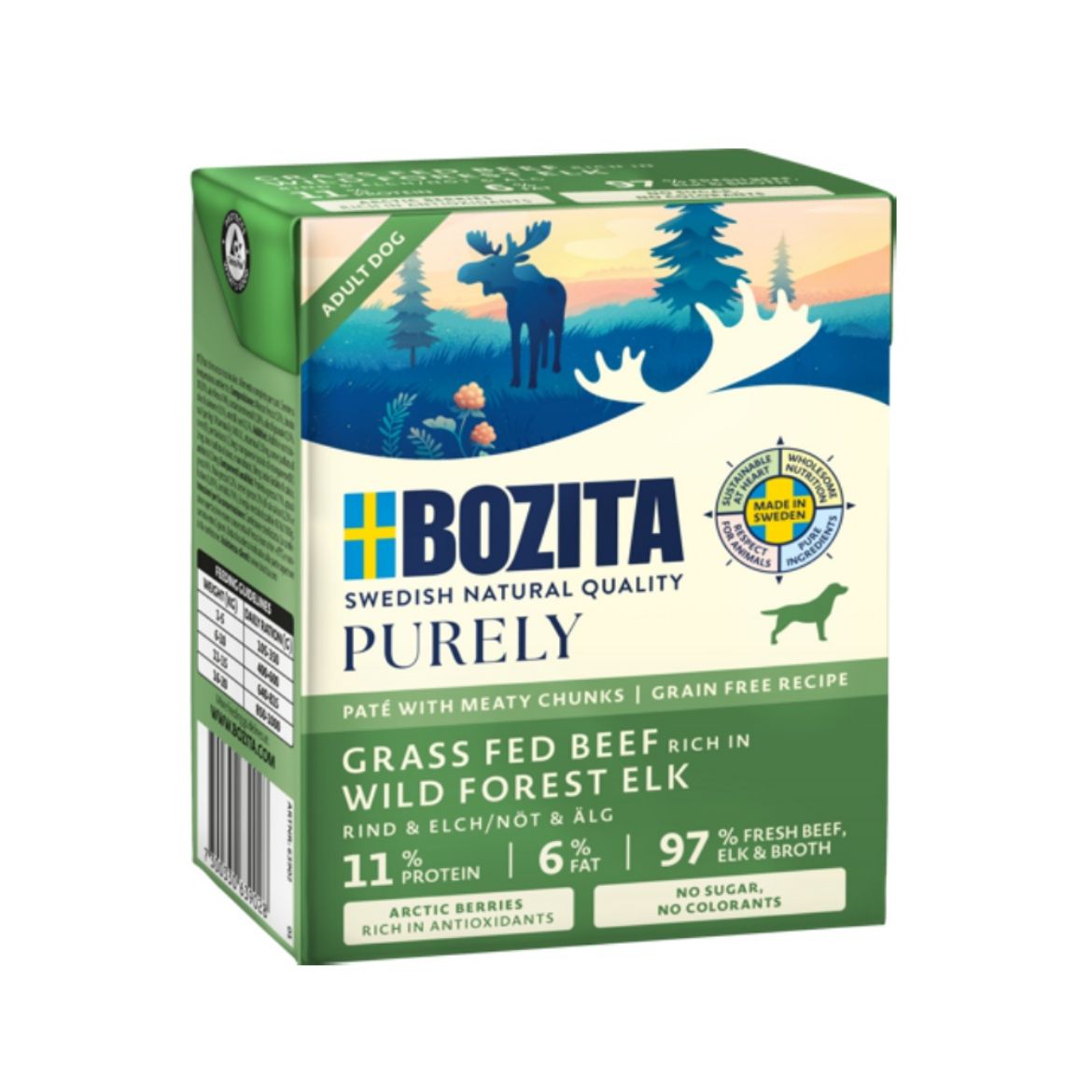 Obrázek z Bozita Purely Dog  paté s hovězím a losím GF 370 g 