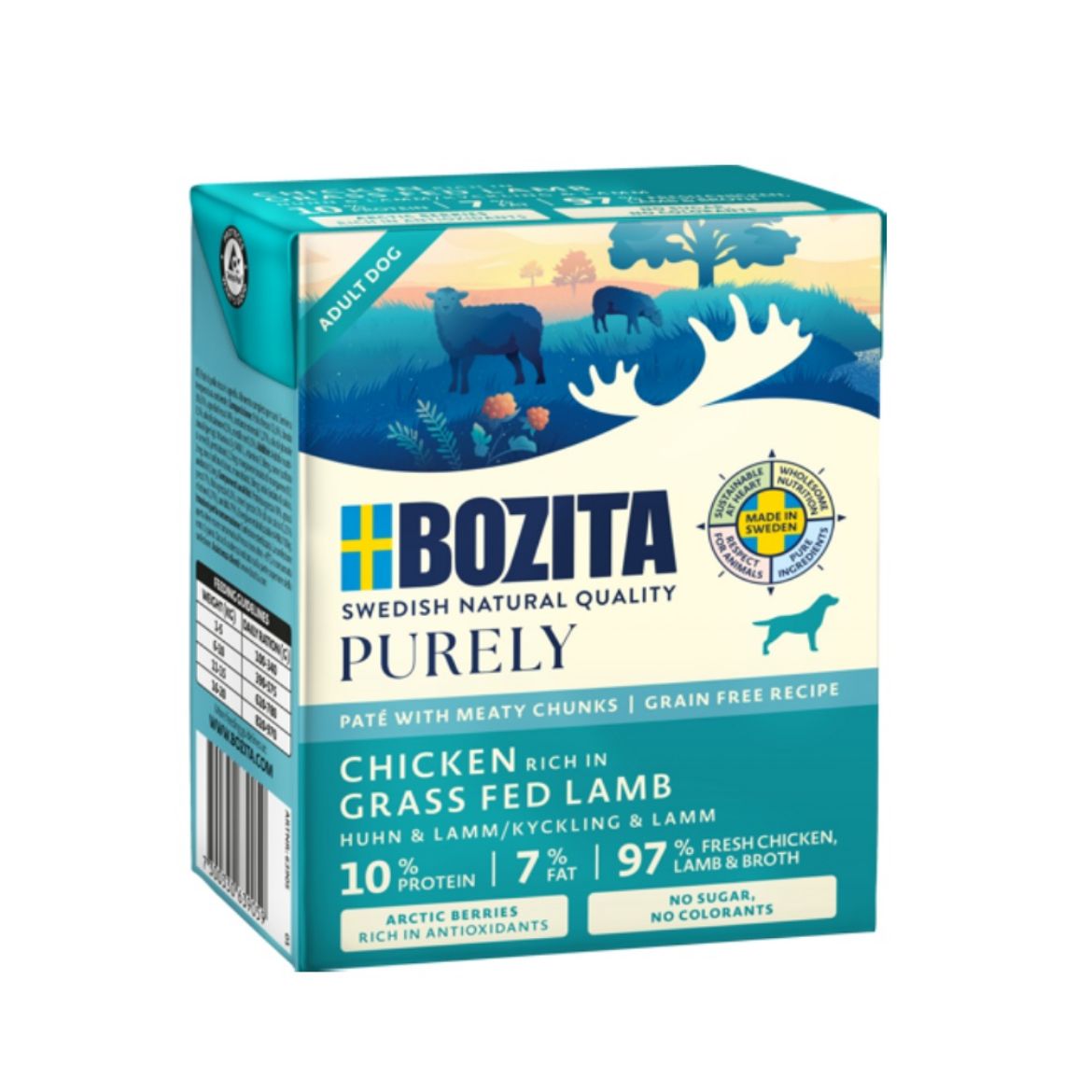 Obrázek z Bozita Purely Dog paté s kuřecím a jehněčím GF 370 g  