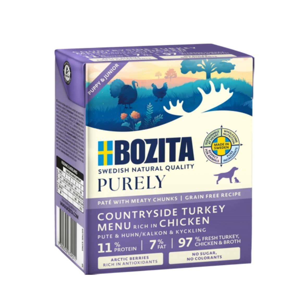 Obrázek z Bozita Purely Dog Puppy & Junior paté s krůtím a kuřecím GF 370 g 