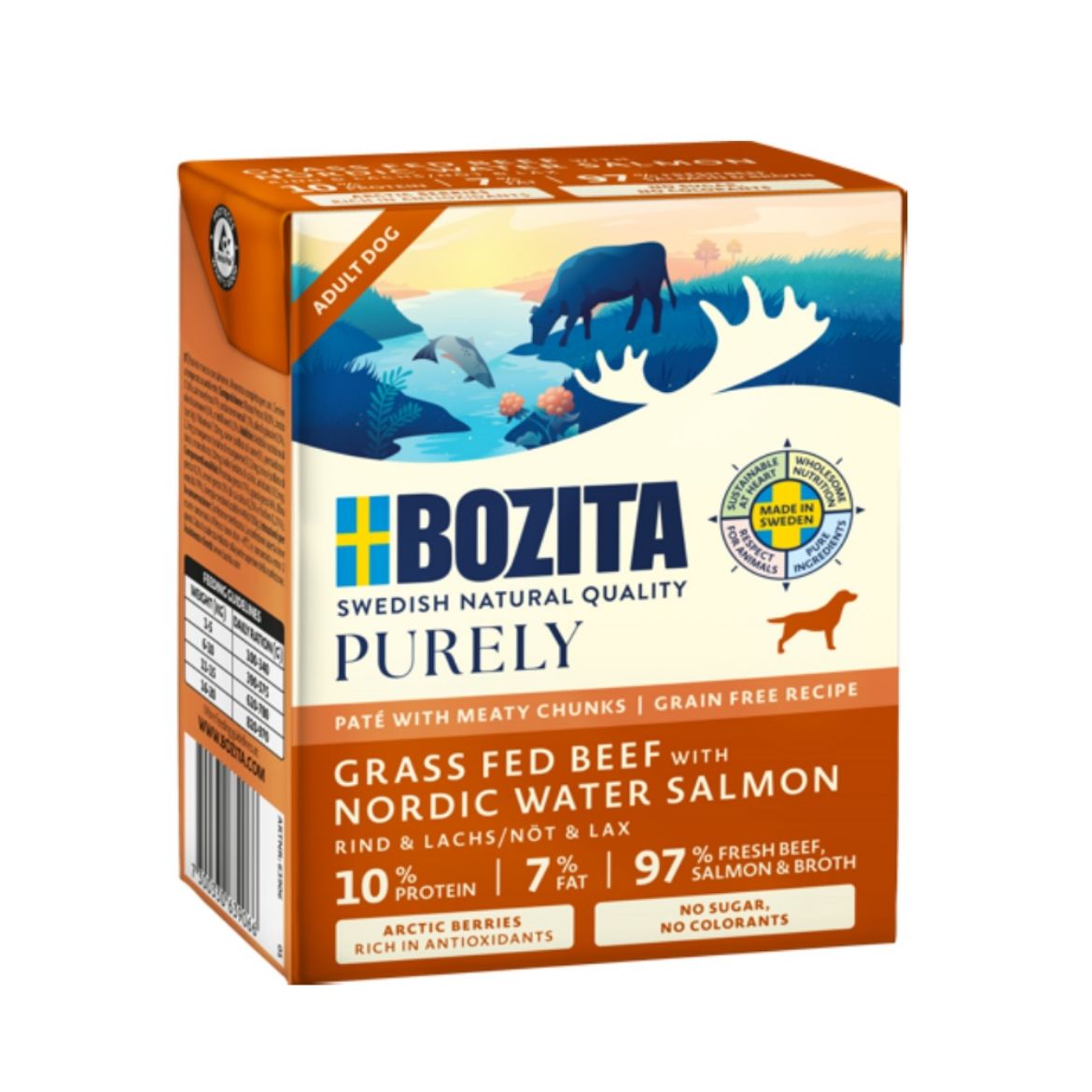 Obrázek z Bozita Purely Dog paté s hovězím a lososem GF 370 g 