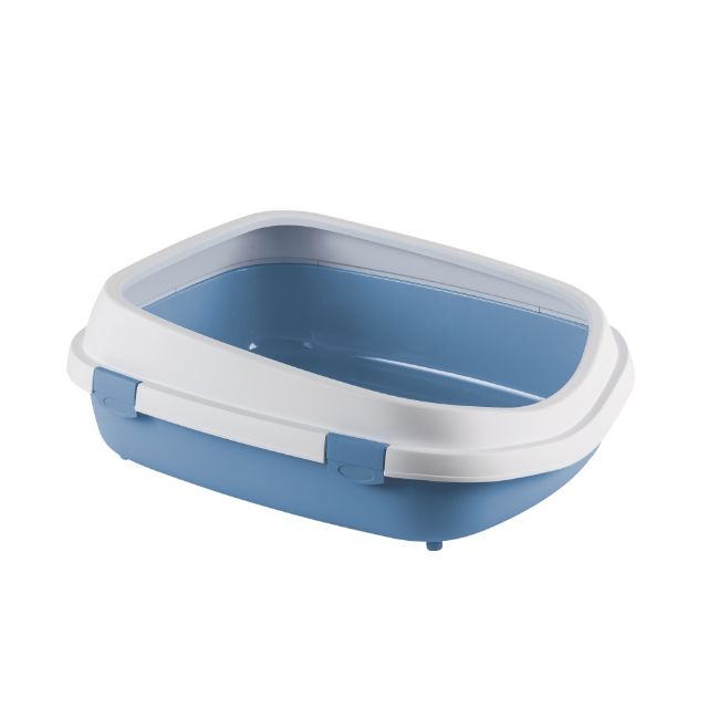 WC pro kočky QUEEN, toaleta otevřená, s okrajem, modrá, velikost 55 x 71 x 24,5 cm