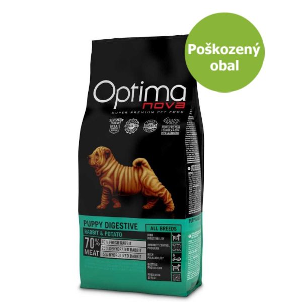 OPTIMAnova dog puppy digestive, citlivé trávení, štěňata, rabbit, králík , potato,brambory, superprémmiové, přírodní, hypoalergenní