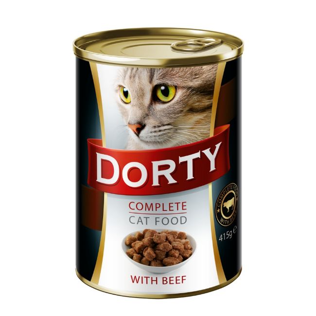 DORTY Cat Hovězíí, konzerva pro kočky, balení 415 g 