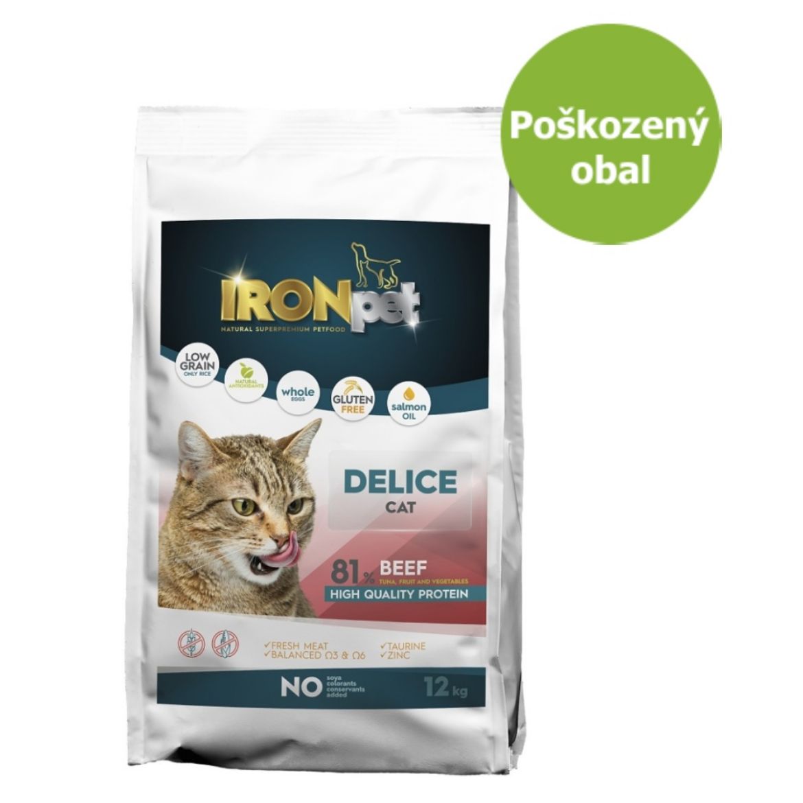 Obrázek z IRONpet Cat Delice Beef (Hovězí) 12 kg - Poškozený obal - SLEVA 15 % 