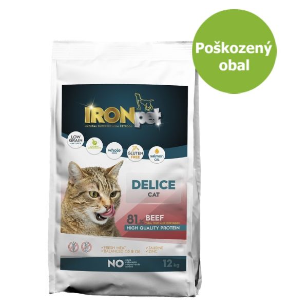 Obrázek IRONpet Cat Delice Beef (Hovězí) 12 kg - Poškozený obal - SLEVA 15 %