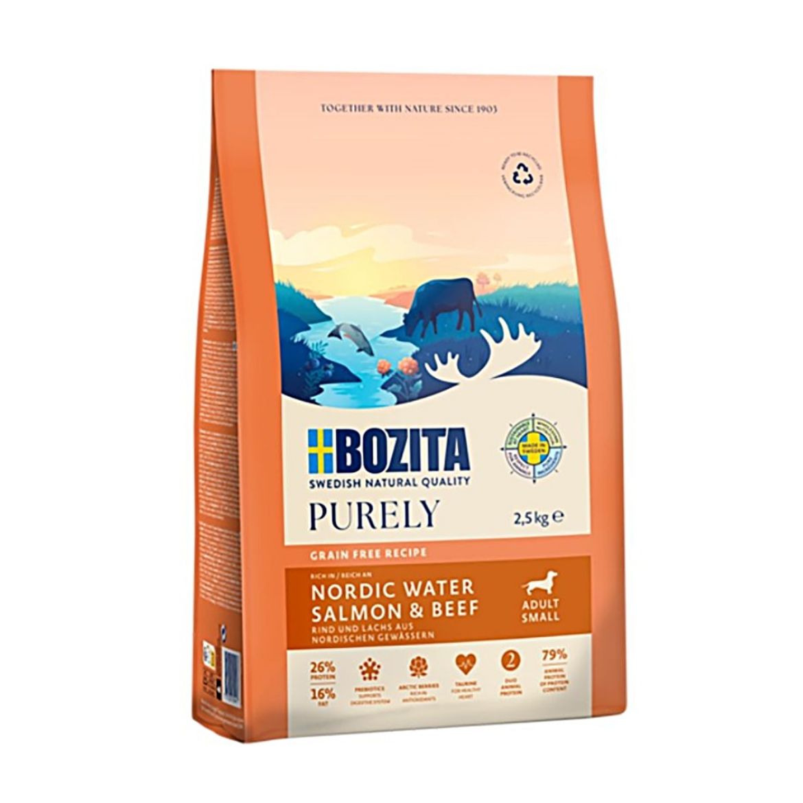 Obrázek z Bozita Purely Dog Adult Small Salmon & Beef GF 2,5 kg 