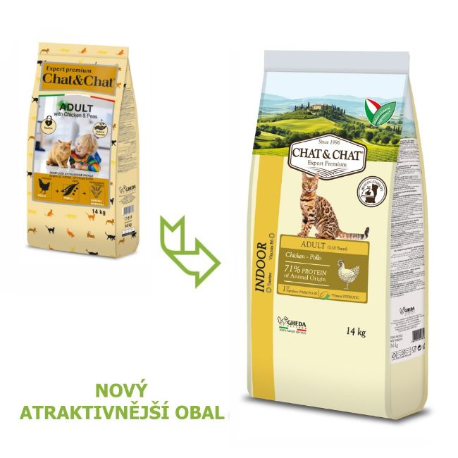 Chat & Chat  Exper Adult kuřecí s  hráškem 15 kg, kompletní krmivo, dospělá kočka