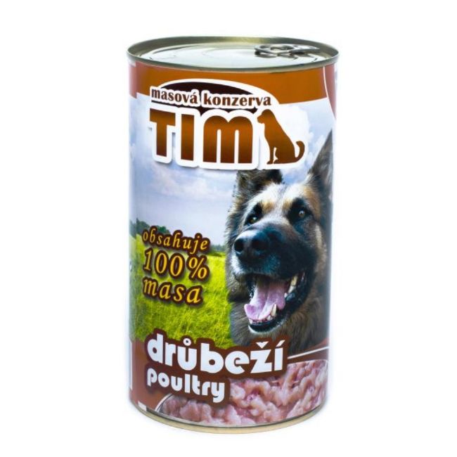 TIM Dog drůbeží, celomletá masová konzerva pro psy 1200 g