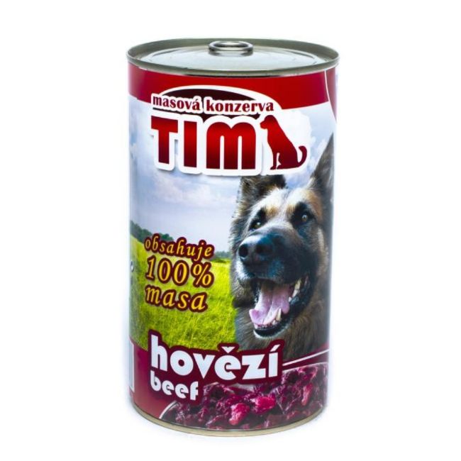 TIM Dog hovězí, celomletá masová konzerva pro psy 1200 g