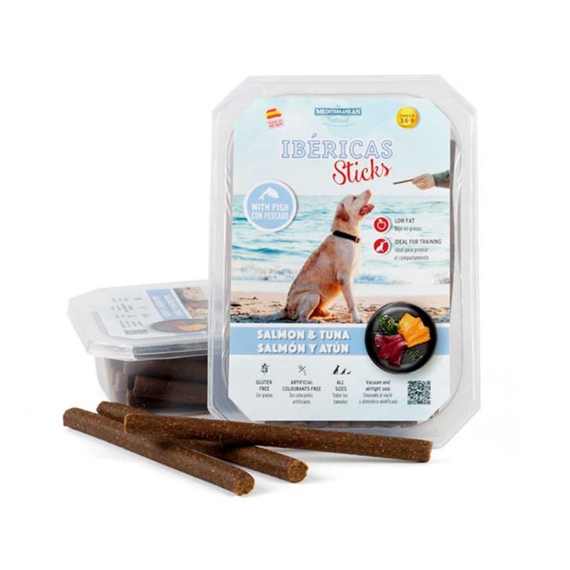 Obrázek z Ibéricas Dog tyčinky losos a tuňák 350 g (cca 30 ks) 