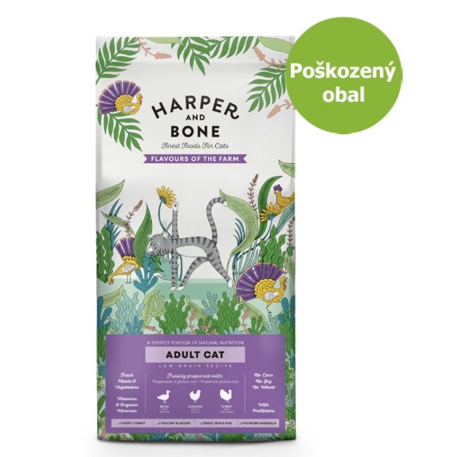Harper and Bone Cat Adult příchutě farmy 5 kg, super prémiové krmivo pro dospělé kočky s kachnou kuřetem a krůtou