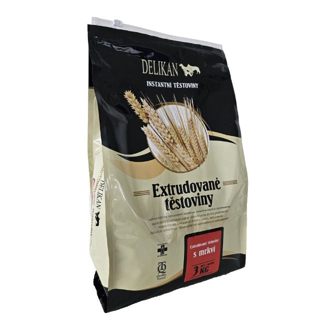 Delikan těstoviny s mrkví, extrudované, doplňkové krmivo pro psy, příloha, 