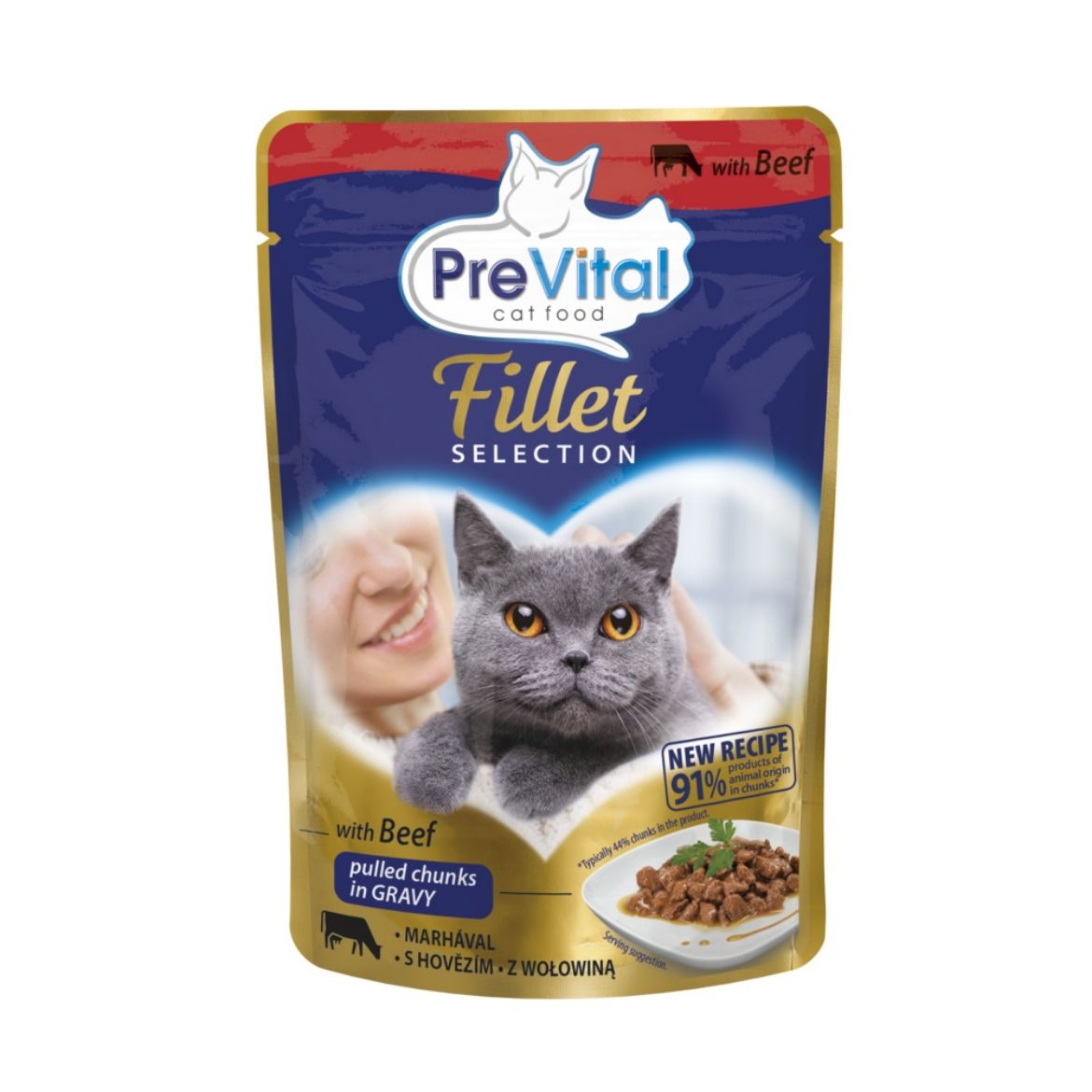 Obrázek z PreVital Fillet Selection kočka hovězí, kapsa 85 g 
