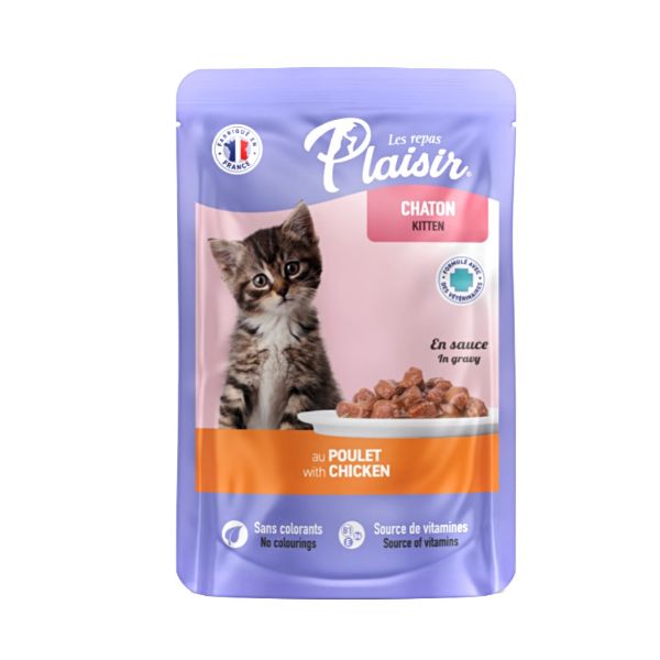 Obrázek Plaisir Cat Kitten kuřecí v omáčce, kapsička 100 g 