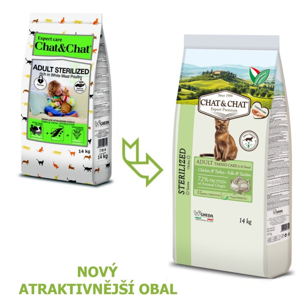 Obrázek z Chat & Chat Expert Adult Sterilized s drůbežím masem 14 kg 
