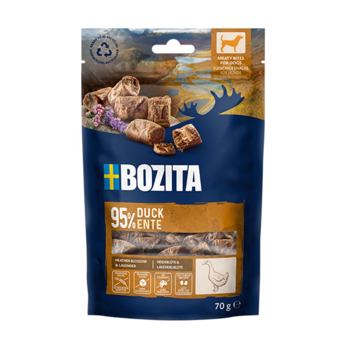 Obrázek z Bozita Dog Snacks Meaty Bites Duck GF 70 g 