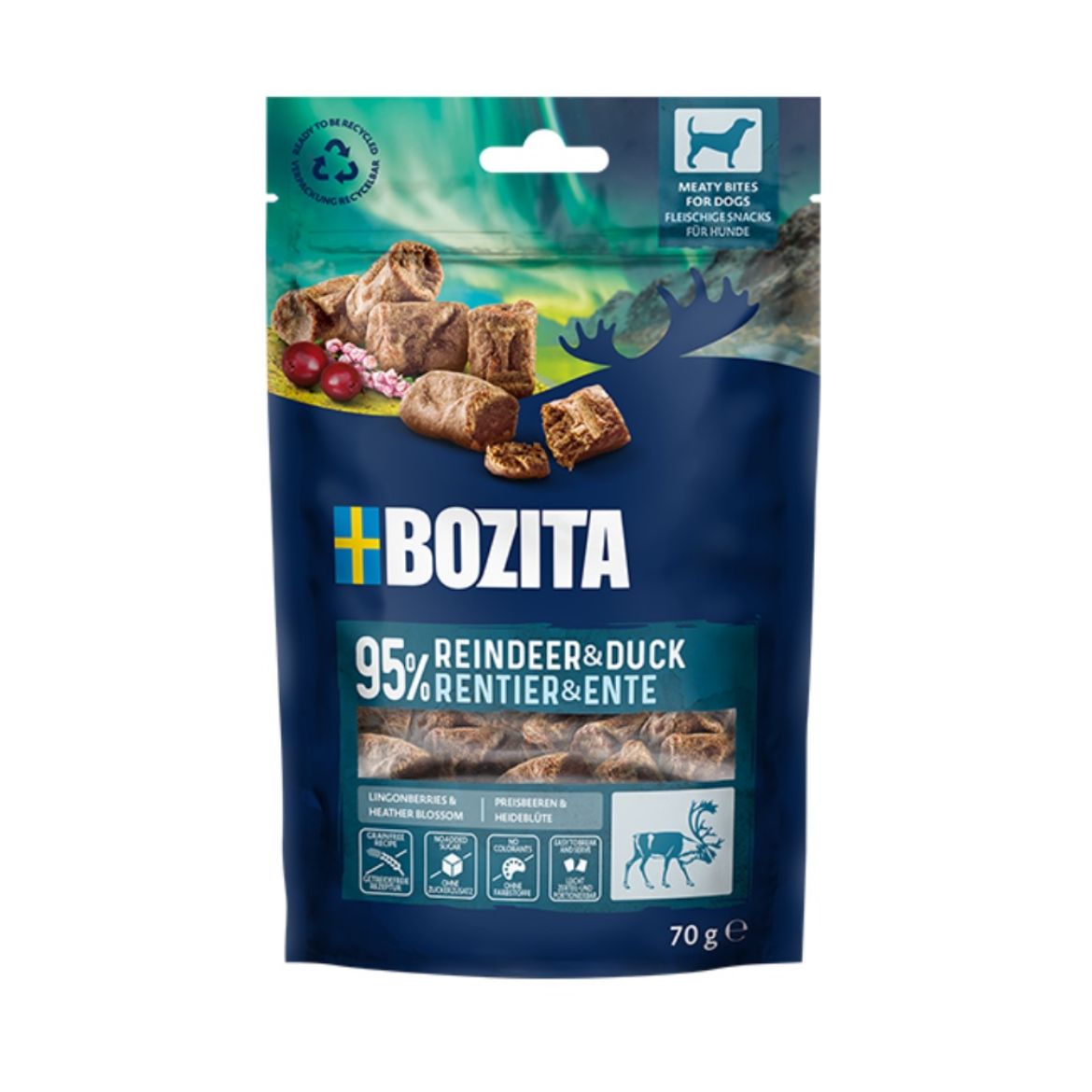 Obrázek z Bozita Dog Snacks Meaty Bites Reindeer & Duck GF 70 g 