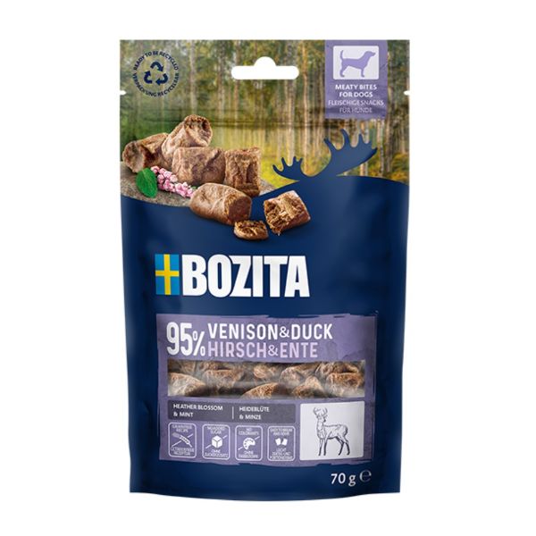 Obrázek Bozita Dog Snacks Meaty Bites Venison & Duck GF 70 g
