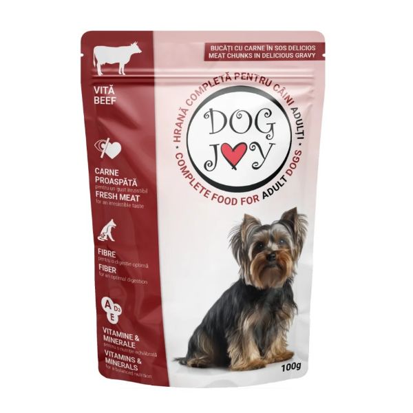 Obrázek Dog Joy hovězí v omáčce, kapsa 100 g