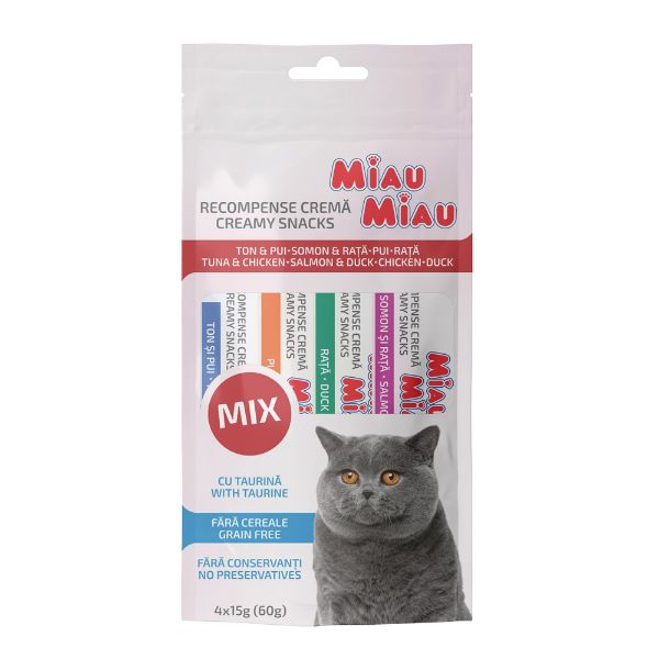 Obrázek Miau Miau Creamy Snacks Cat mix 15 g (4 pack)