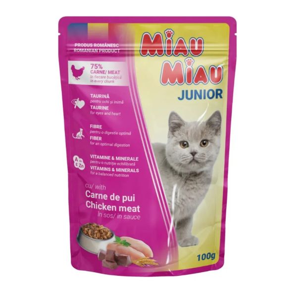 Obrázek Miau Miau Cat Junior kuřecí, kapsa 100 g