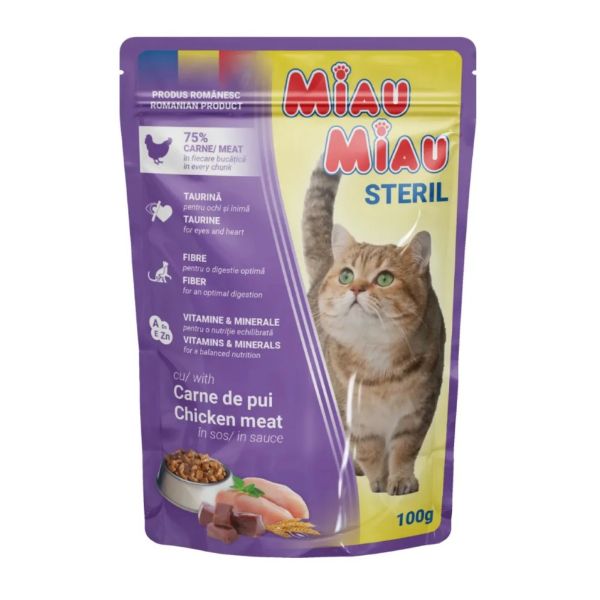 Obrázek Miau Miau Cat Sterilised kuřecí, kapsa 100 g