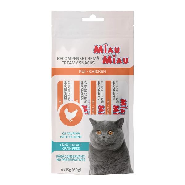 Obrázek Miau Miau Creamy Snacks Cat kuřecí 15 g (4 pack)