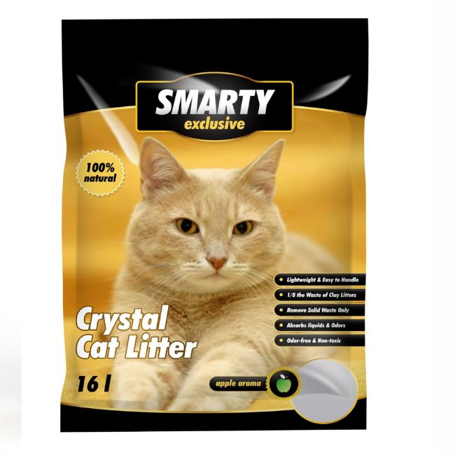 Smarty exclusive, silikátové stelivo pro kočky, s vůní zeleného jablka, granulovité, vysoká absorpční schopnost, přírodní netoxické