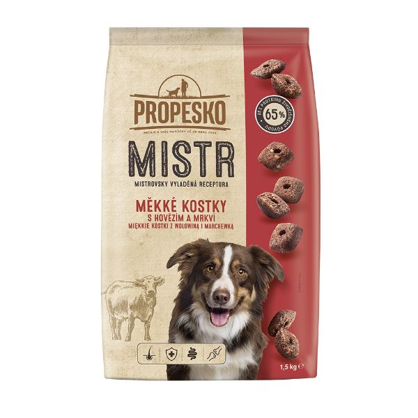 Obrázek PROPESKO Dog Mistr Adult měkké kostky s hovězím 1,5 kg