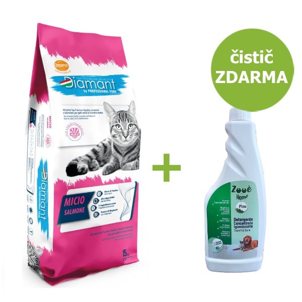 Obrázek Diamant Cat Micio Losos 15 kg + čistič ZDARMA
