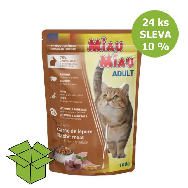 Obrázek Miau Miau Cat králičí, kapsa 100 g (24 ks) SLEVA 10 %