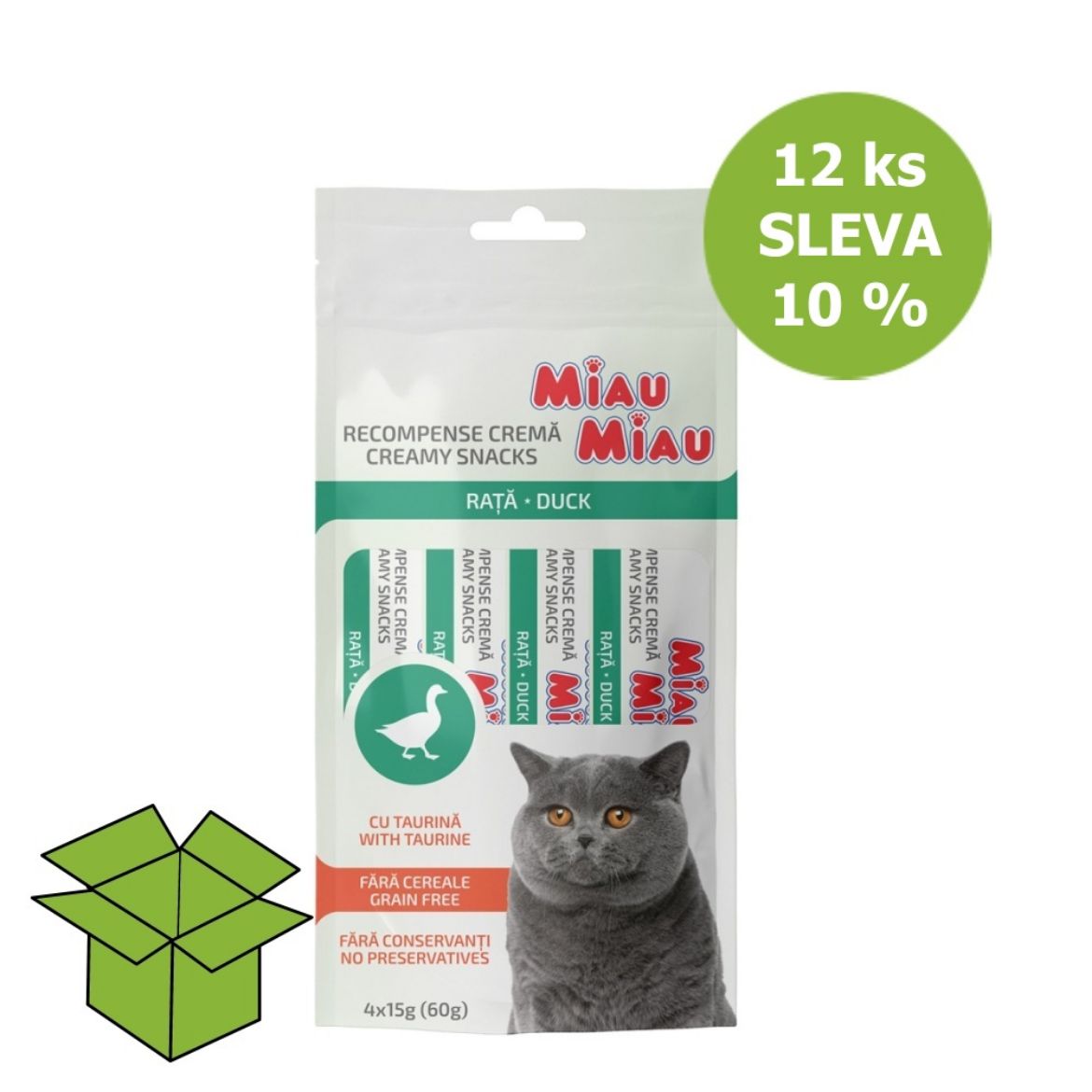 Obrázek z Miau Miau Creamy Snacks Cat kachní 15 g 4 pack (12 ks) SLEVA 10 % 