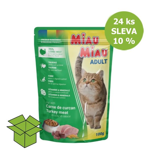 Obrázek Miau Miau Cat krůtí, kapsa 100 g (24 ks) SLEVA 10 %