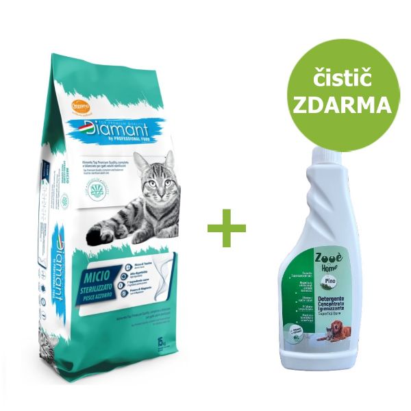 Obrázek Diamant Cat Micio Sterilised Modrá ryba 15 kg + čistič ZDARMA
