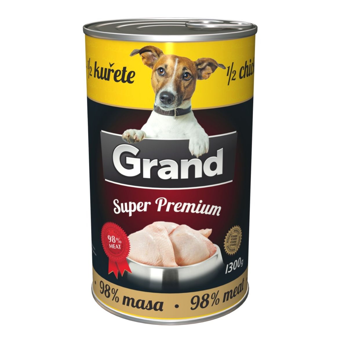 Obrázek z GRAND Superpremium Dog kuřecí s 1/2 kuřete, konzerva 1300 g 