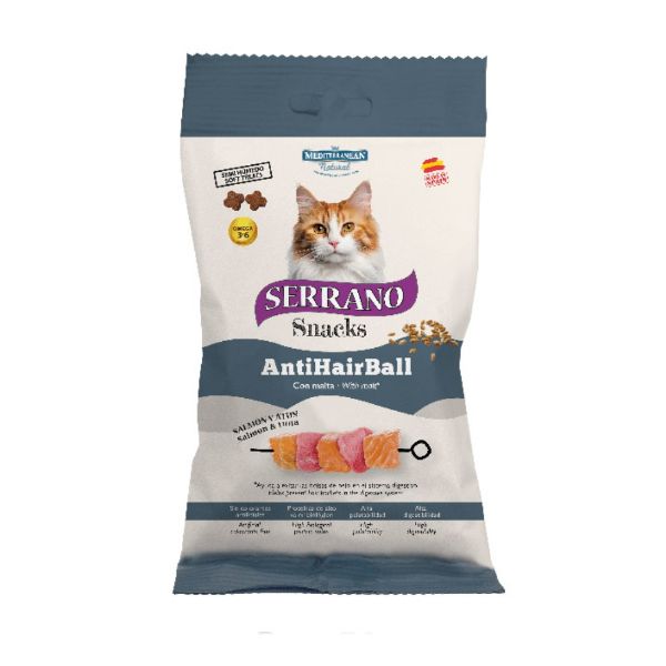 Obrázek Serrano Snack Cat AntiHairball Salmon & Tuna 50 g