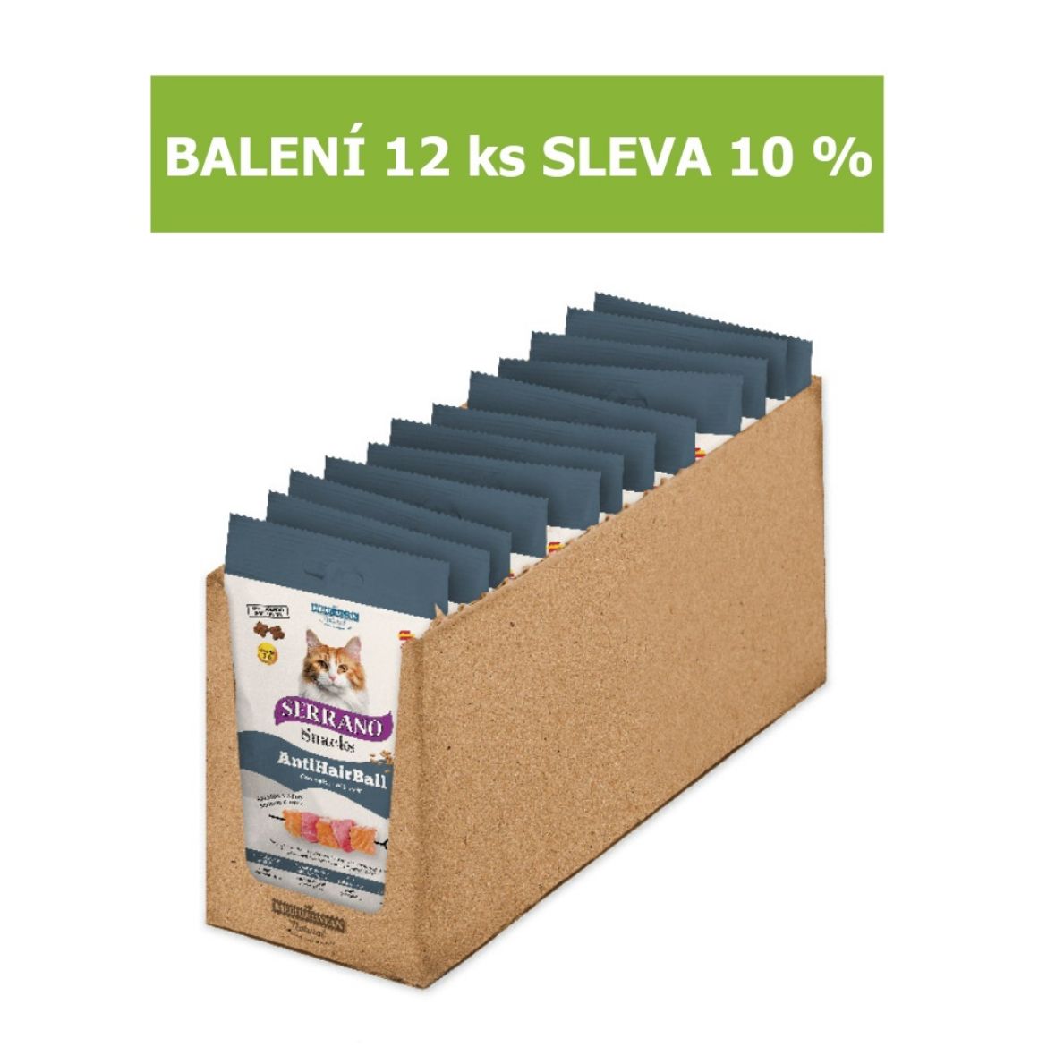 Obrázek z Serrano Snack Cat AntiHairball Salmon & Tuna 50 g (12 ks) SLEVA 10 % 