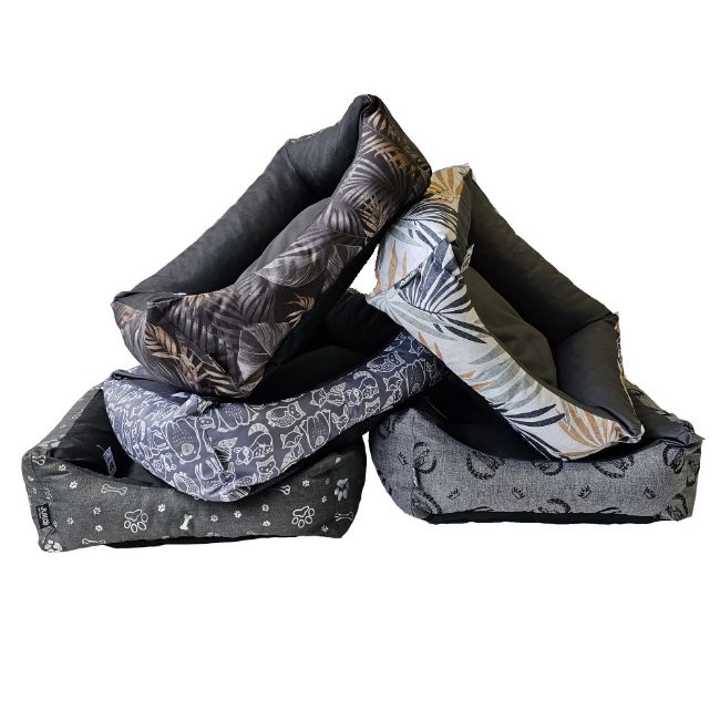 Látkový pelíšek pro psy s vyvýšeným polstrovaným okrajem. Různé barvy, 75 x 62 x 16 cm