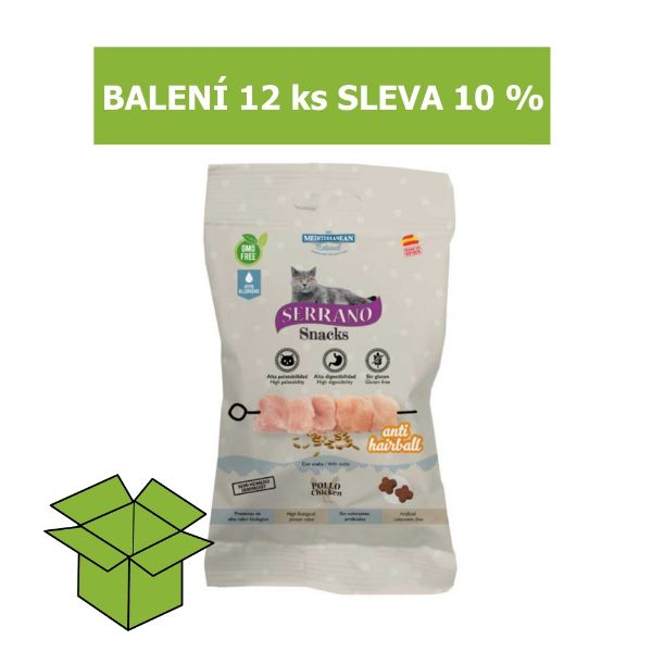 Obrázek Serrano Snack Cat AntiHairball Chicken 50 g (12 ks) SLEVA 10 %