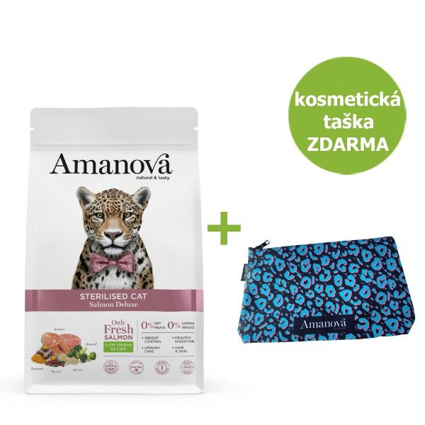 Obrázek Amanova Cat Sterilised Salmon & Quinoa LG 6 kg + Kosmetická taška ZDARMA