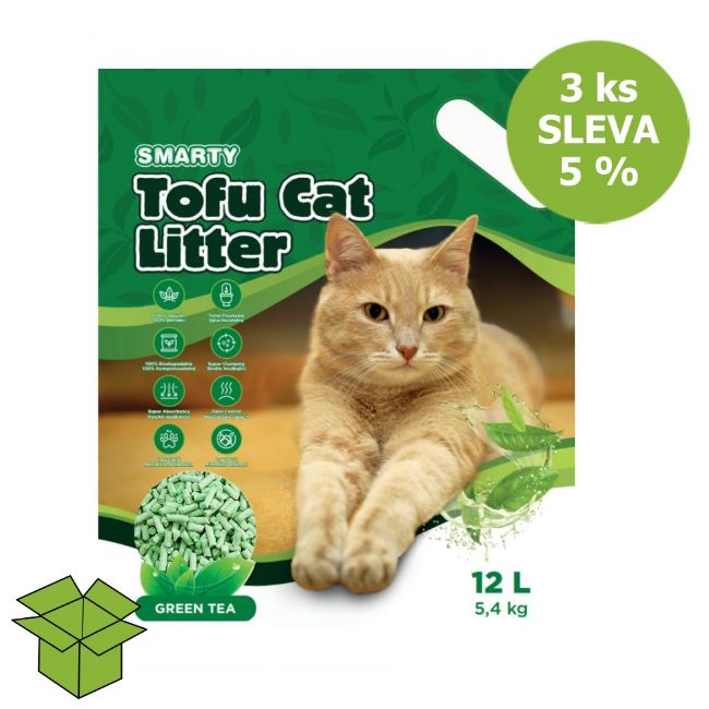 Ekologické splachovatelné stelivo pro kočičí toaletu vonící zeleným čajem, Smarty Tofu, hrudkující stelivo pro kočky, s vůní zeleného jablka, vysoká absorpční schopnost, přírodní netoxické, splachovatelné, přírodní