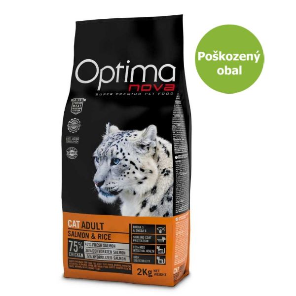 Obrázek OPTIMAnova Cat Adult Salmon 2 kg - Poškozený obal - SLEVA 15 %