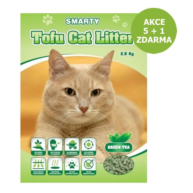 Ekologické splachovatelné stelivo pro kočičí toaletu vonící zeleným čajem, Smarty Tofu, hrudkující stelivo pro kočky, s vůní zeleného jablka, vysoká absorpční schopnost, přírodní netoxické, splachovatelné, přírodní